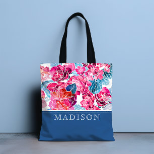 Stijlvolle roze Floral Pattern Grafische gepersona Tote Bag