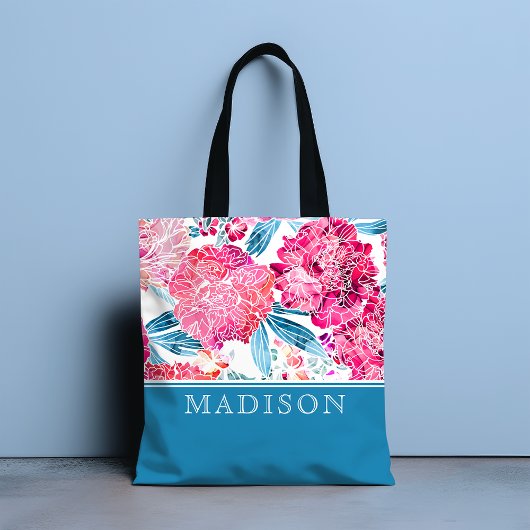 Stijlvolle roze Floral Pattern Grafische gepersona Tote Bag