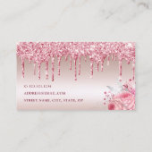 Stijlvolle roze florale glitter druppelt make-up e visitekaartje (Achterkant)