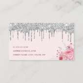 Stijlvolle roze florale glitter druppelt make-up e visitekaartje (Achterkant)