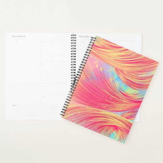 Stijlvolle roze gele Abstracte veren Planner (Display)