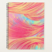 Stijlvolle roze gele Abstracte veren Planner (Voorkant)