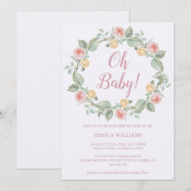 Stijlvolle Roze & Gele Rozen Krans Baby Shower