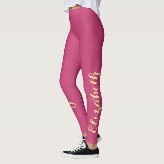 Stijlvolle roze gepersonaliseerde chique workout y leggings (Links)