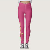 Stijlvolle roze gepersonaliseerde chique workout y leggings (Voorkant)