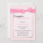 Stijlvolle roze geruite Baby shower van het paar Kaart (Voorkant)