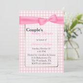 Stijlvolle roze geruite Baby shower van het paar Kaart (Staand voorkant)