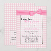 Stijlvolle roze geruite Baby shower van het paar Kaart (Voorkant / Achterkant)