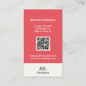 Stijlvolle roze geruite QR Visitekaartje (Achterkant)