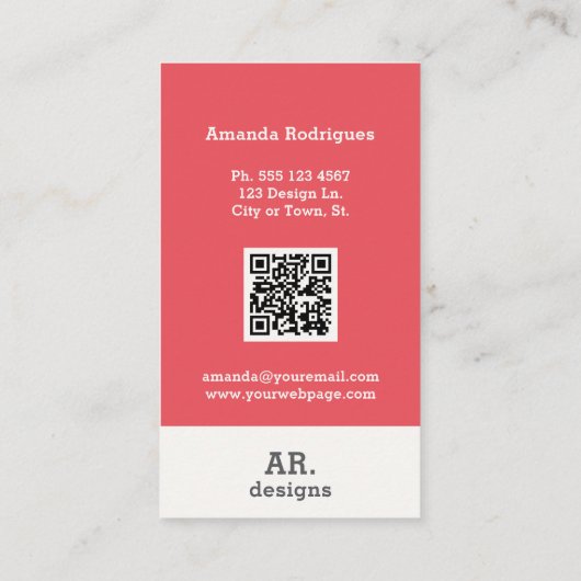 Stijlvolle roze geruite QR Visitekaartje (Achterkant)