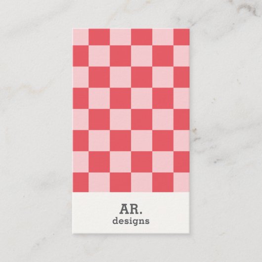 Stijlvolle roze geruite QR Visitekaartje (Voorkant)