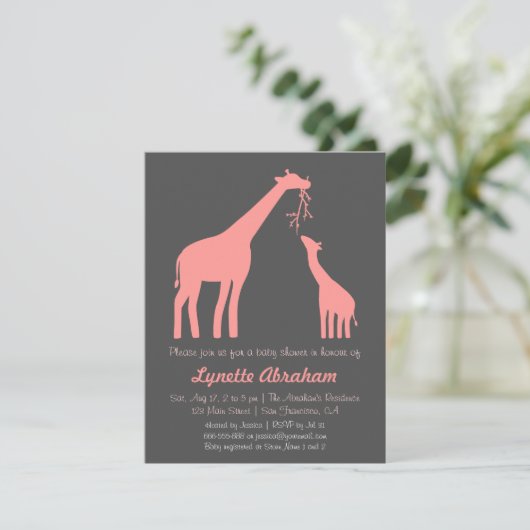 Stijlvolle roze Giraffe Babyschoenen Kaart (Staand voorkant)