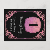 Stijlvolle roze glitter bunco een tafel Kaart (Achterkant)