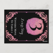 Stijlvolle roze Glitter Bunco Tafel Kaart (Achterkant)