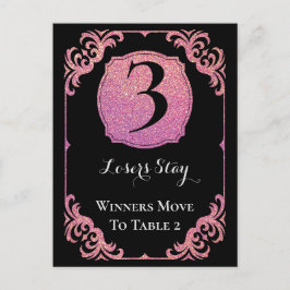 Stijlvolle roze Glitter Bunco Tafel Kaart
