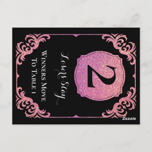 Stijlvolle roze glitter bunco twee tafel Kaart (Achterkant)