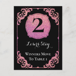 Stijlvolle roze glitter bunco twee tafel Kaart