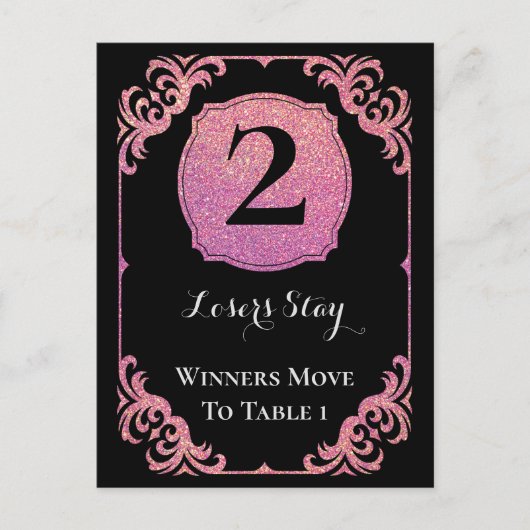 Stijlvolle roze glitter bunco twee tafel Kaart (Voorkant)