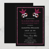 Stijlvolle Roze Glitter Masquerade 18e verjaardag Kaart (Voorkant / Achterkant)