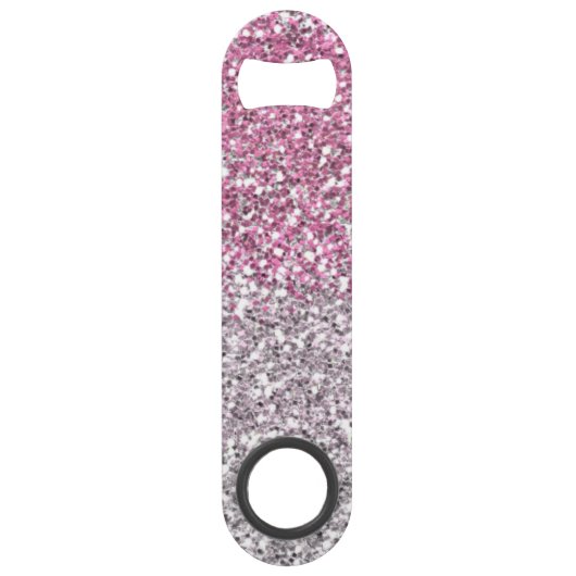 Stijlvolle roze glitter ombre Sparkle Speed Flessenopener (Achterkant)