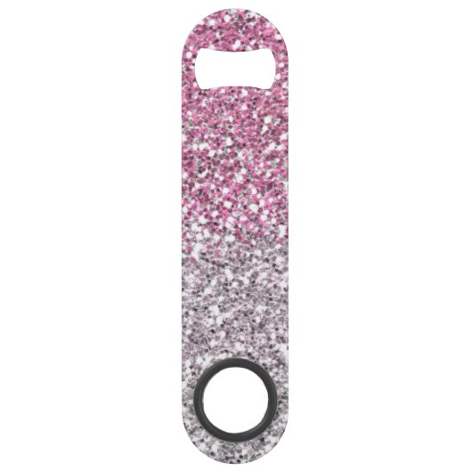 Stijlvolle roze glitter ombre Sparkle Speed Flessenopener (Voorkant)