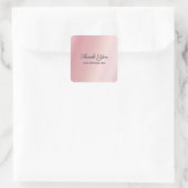 Stijlvolle Roze Goud Aangepaste Tekst Dank Je Luxe Vierkante Sticker (Tas)