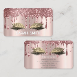 Stijlvolle Roze Goud, Glitter Drips Wimpers Visitekaartje