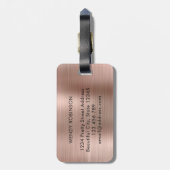 Stijlvolle Roze Goud Metaal Twee Monogram Initiaal Bagagelabel (Achterkant verticaal)