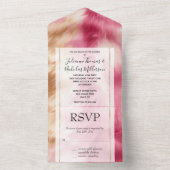 Stijlvolle Roze Goud Wit Dierenbruiloft All In One Uitnodiging (Binnen)