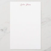 Stijlvolle Roze Gouden Calligrafie Naam Wit Briefpapier (Voorkant)