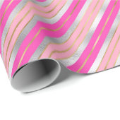 Stijlvolle roze, gouden en zilverkleurige kerststr cadeaupapier (Rol Hoek)