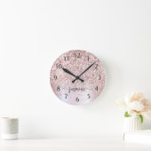 Stijlvolle roze gouden glinsterende metalen monogr ronde klok (Huis)