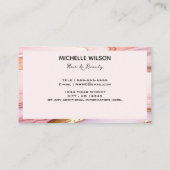 Stijlvolle roze gouden glitter marmeren agaat mono visitekaartje (Achterkant)