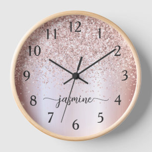 Stijlvolle Roze Gouden Glitter Monogram Naam Handt
