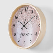 Stijlvolle Roze Gouden Glitter Monogram Naam Handt (Hoek)