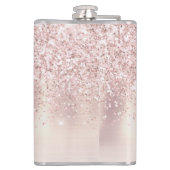 Stijlvolle Roze Gouden Glitter Monogram Naam Handt Heupfles (Achterkant)