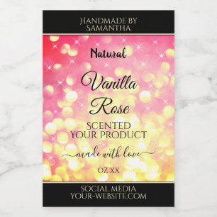 Stijlvolle roze gouden glitter productverpakkingsl voedselcontainer etiket
