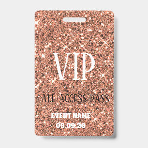Stijlvolle Roze Gouden Glitter VIP Toegangsbadge Badge