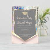 Stijlvolle roze gouden glitters diamanten opaal kaart (Staand voorkant)