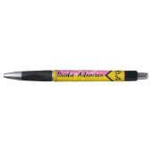 Stijlvolle Roze Gouden Monogram Script Naam, Elega Pen (Voorkant)