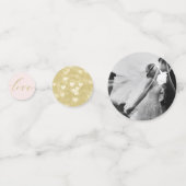 Stijlvolle roze gouden trouwtafel confetti (Achterkanten)