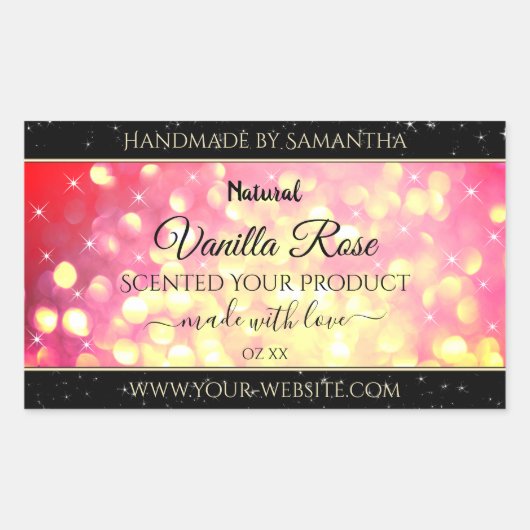 Stijlvolle roze goudkleurige etiketten voor produc (Voorkant)