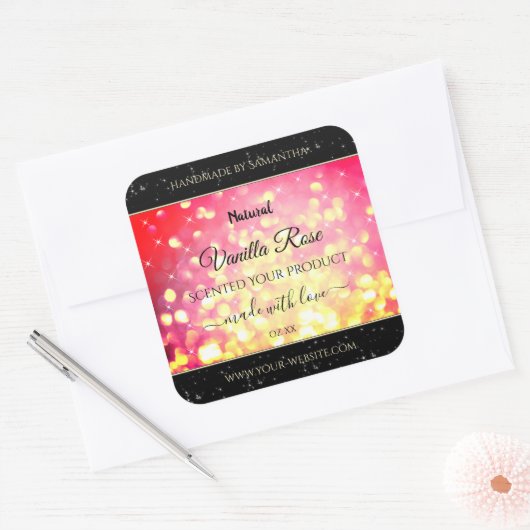 Stijlvolle roze goudkleurige etiketten voor produc (Envelop)