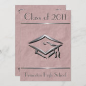 Stijlvolle roze  Graduatie-uitnodigingen Kaart (Voorkant / Achterkant)