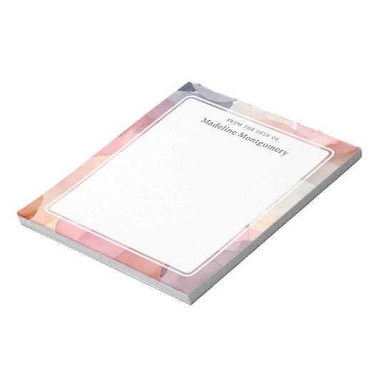 Stijlvolle Roze Grijze Naam Retro 60's Waterverf Notitieblok (Linkerzijde)