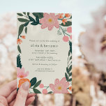 Stijlvolle roze groene achtertuin Tuin Floral Wedd Kaart<br><div class="desc">Stijlvolle roze groene achtertuin Tuin Floral Wedding Invitation met Striped Back</div>