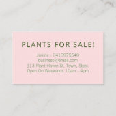 Stijlvolle roze groene bladeren binnenshuis gekroo visitekaartje (Achterkant)