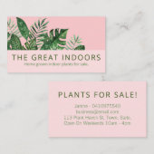 Stijlvolle roze groene bladeren binnenshuis gekroo visitekaartje (Voorkant / Achterkant)