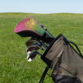 Stijlvolle Roze Groene Iriserende Croc Monogram Golfheadcover (Insitu)