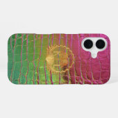 Stijlvolle Roze Groene Iriserende Croc Monogram  iPhone 16 Hoesje (Achterkant horizontaal)